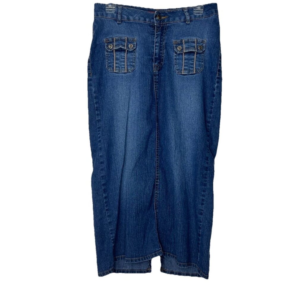VTG Hang Ten Street Jeans Denim Skirt Sz 6 Back Slit Super Cute!!!